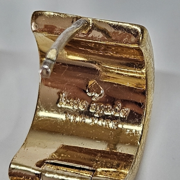 Kate Spade Gold Tone Wide Huggie Hoop Earrings - Picture 4 of 5